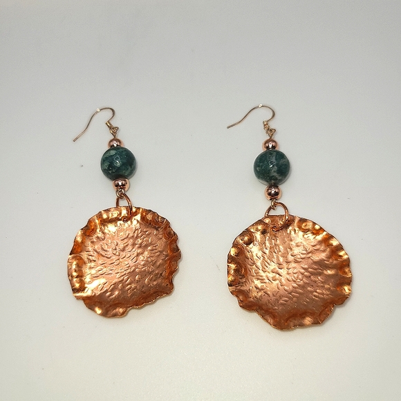 Artisan Hand Crafted Copper And Agate Earrings - Picture 4 of 6